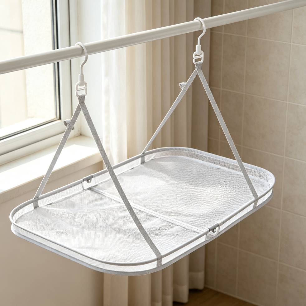 Nylon Mesh Flat Hanging Drying Net 27.6x19.7 in 1-Tier