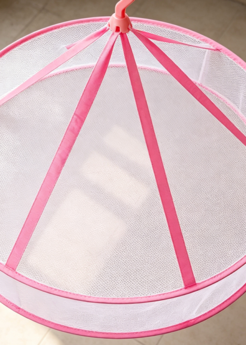 Pink Single-Layer Foldable Hanging Mesh Dryer