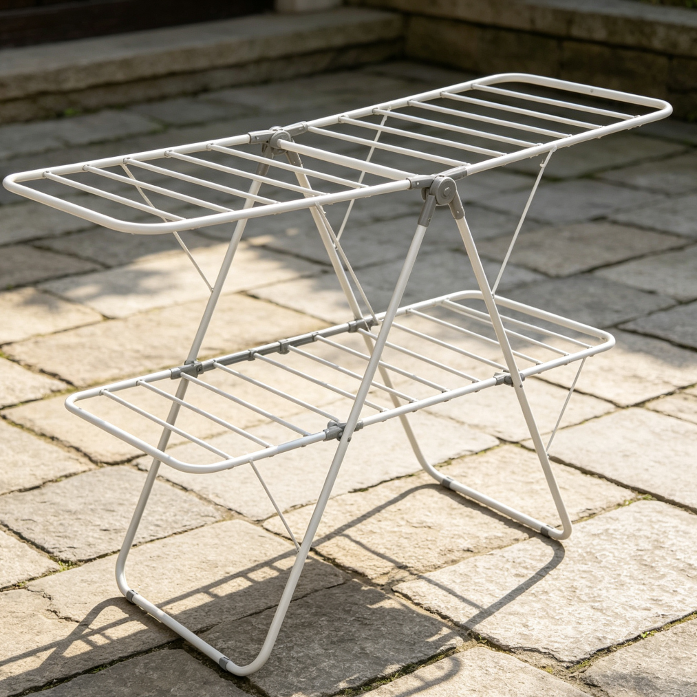 White 2-Tier Collapsible Drying Rack - Image 2