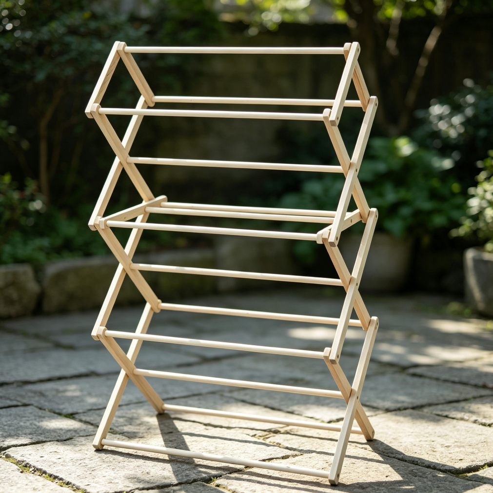 Amish Handmade Wooden Foldable Drying Rack - Image 2