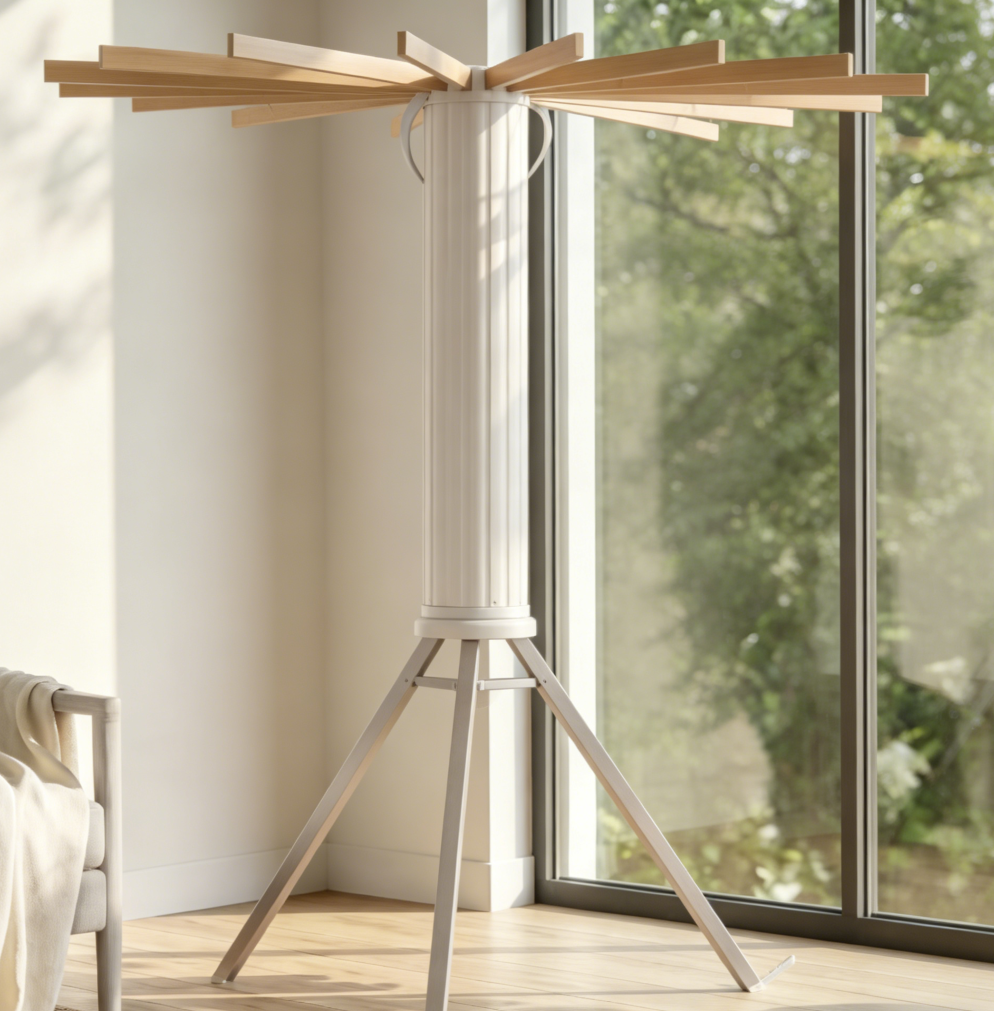 Foldable Tripod Rack with Wooden Rods and Aluminium Legs - Image 2