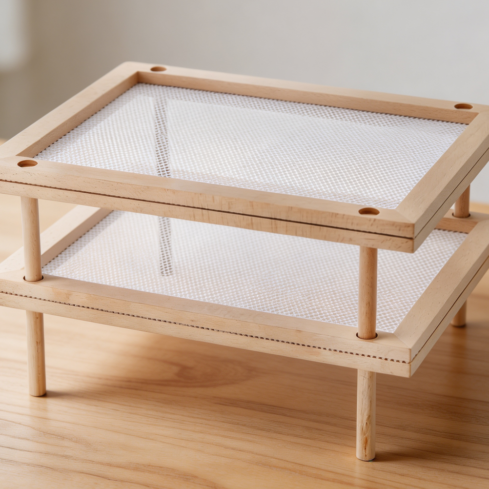 Set of 2 Stackable Wood Herb Drying Rack with Net - Image 2