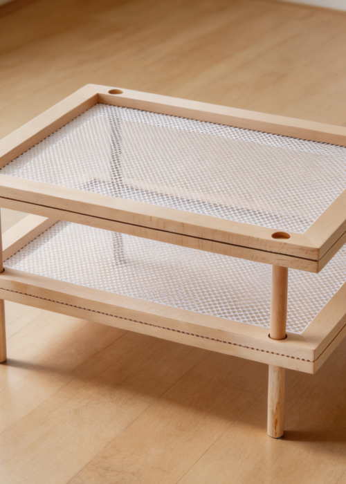 Set of 2 Stackable Wood Herb Drying Rack with Net