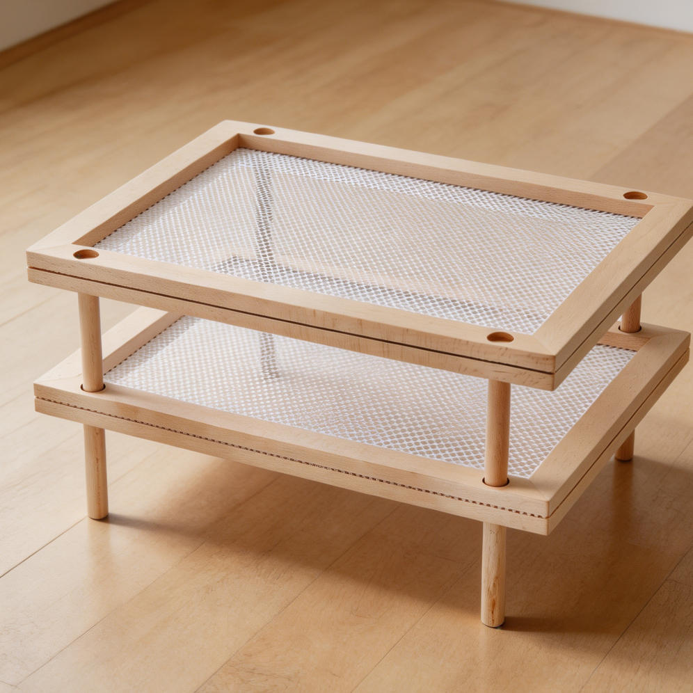 Set of 2 Stackable Wood Herb Drying Rack with Net