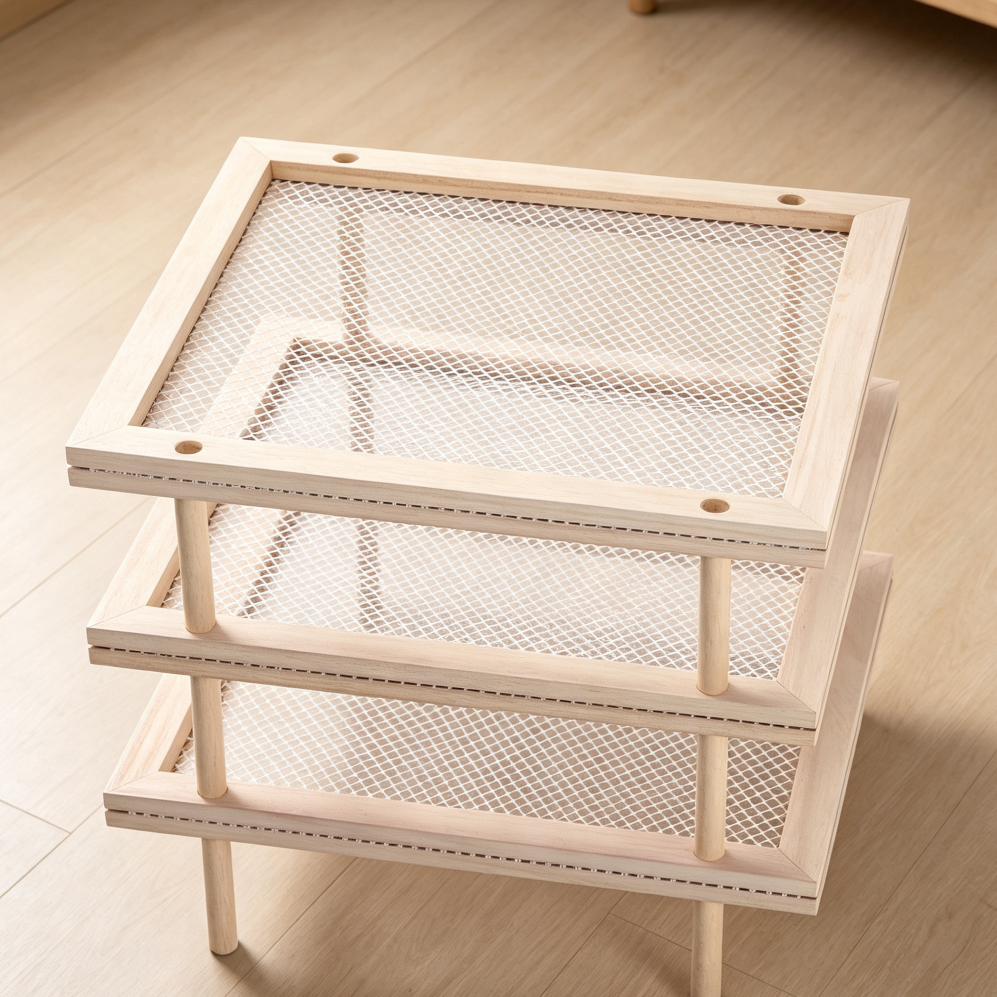 3-Set Large Stackable Wood Herb Dryer 12.6x16.5 with Mesh