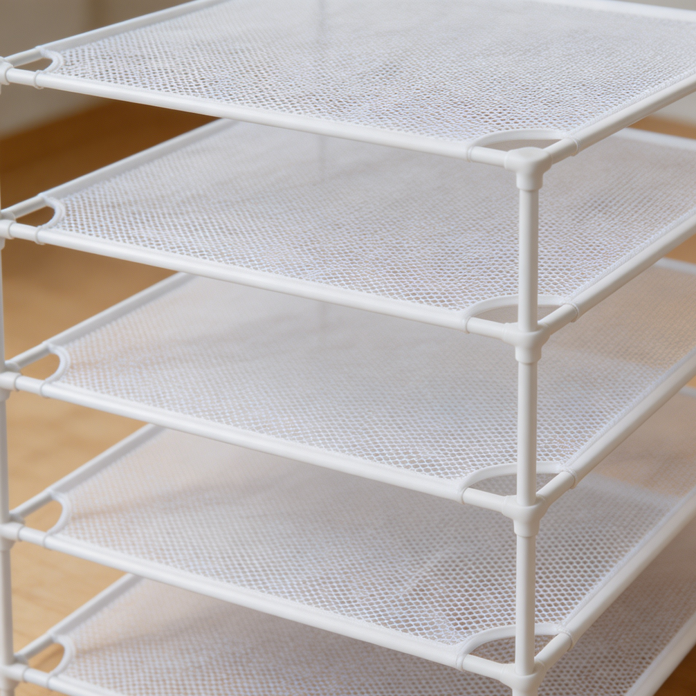 White 6-Layer Foldable Stackable Mesh Sweater Drying Rack - Image 2