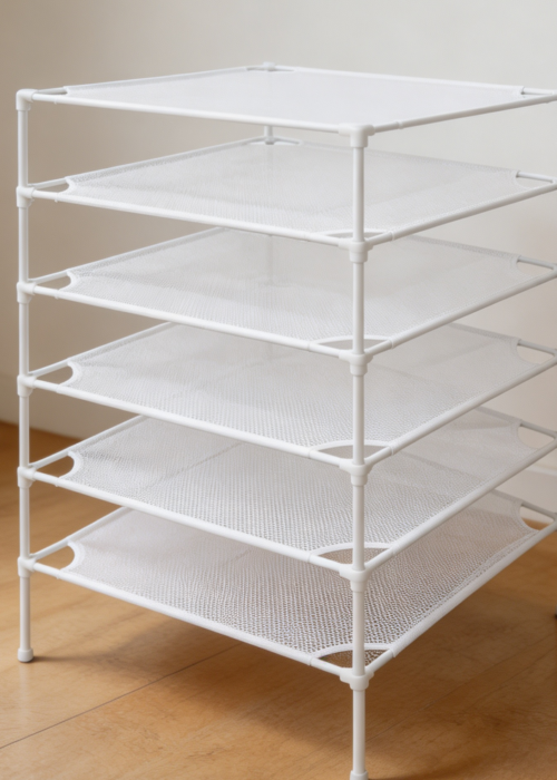 White 6-Layer Foldable Stackable Mesh Sweater Drying Rack