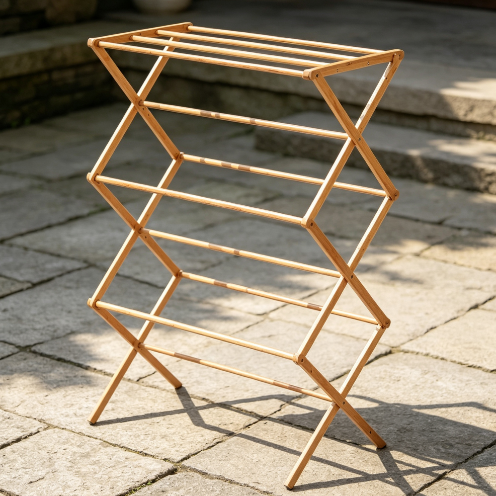 Collapsible Bamboo Space-Saving Drying Stand - Image 2