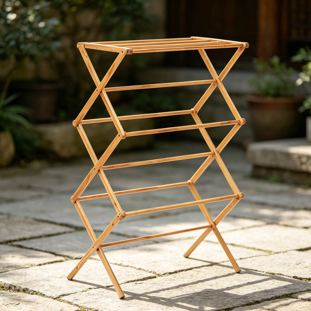Collapsible Bamboo Space-Saving Drying Stand