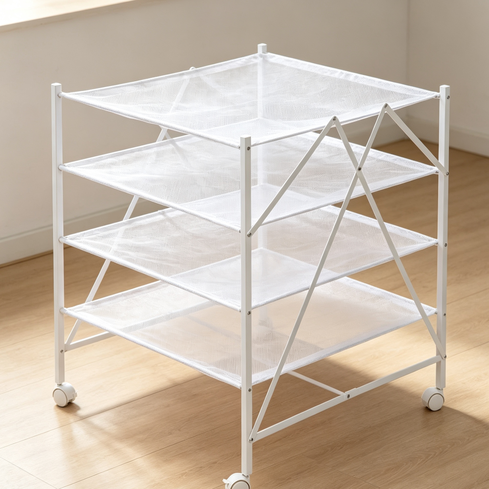 5-Tier Rolling Mesh Flat Drying Rack 43 ft 30 lbs