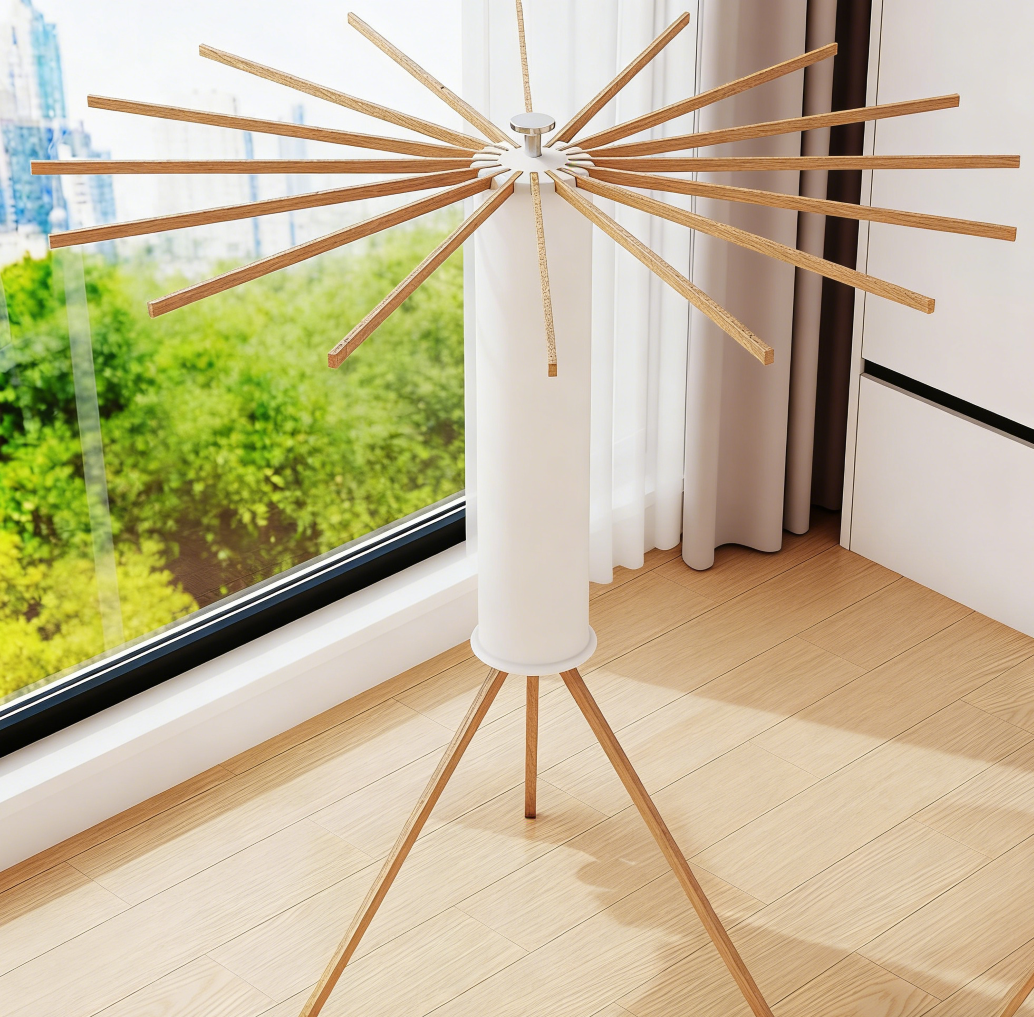 Collapsible Floor Tripod Rack with 16 Wooden Poles