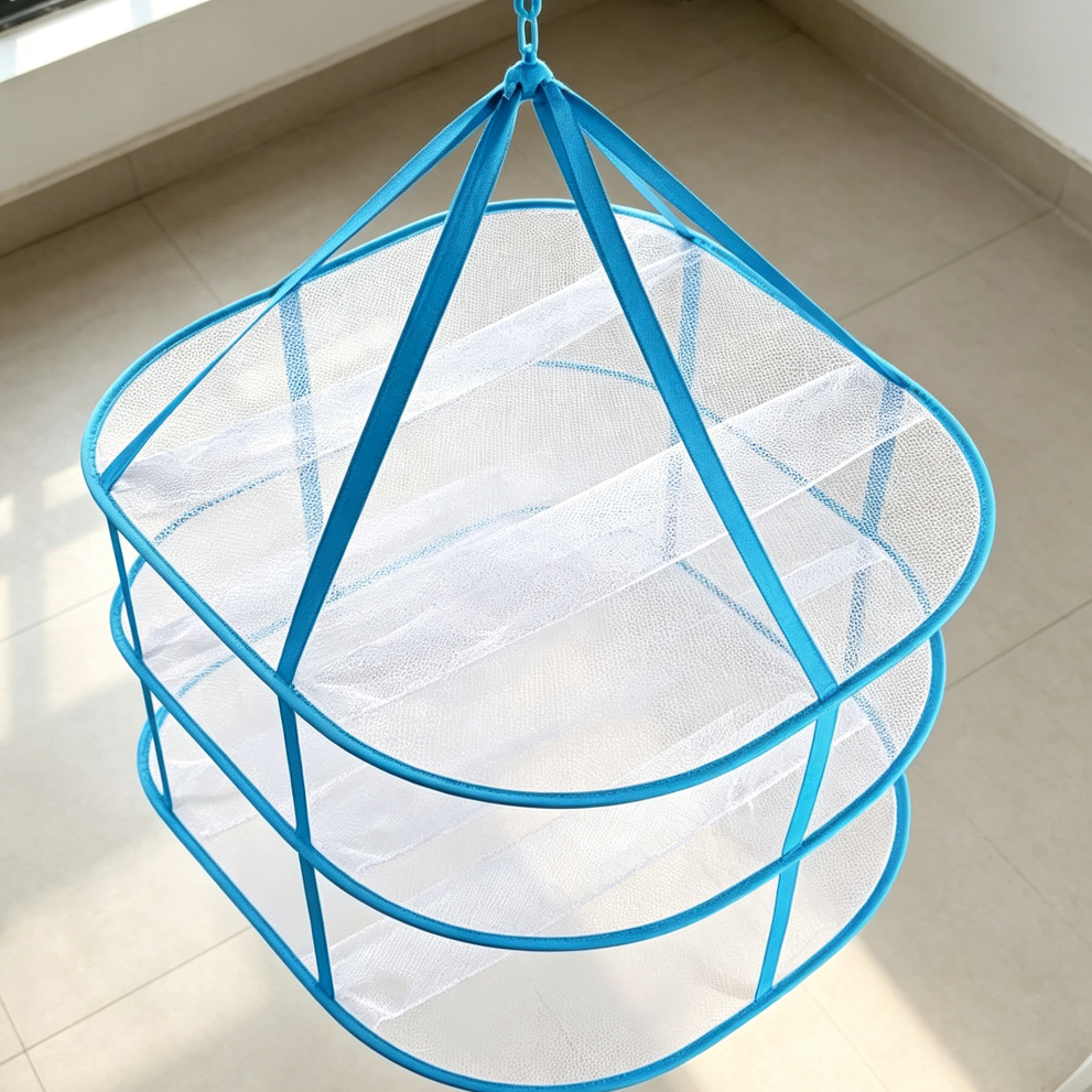 3-Tier Folding Hanging Mesh Dryer with Fixing Band - Image 2