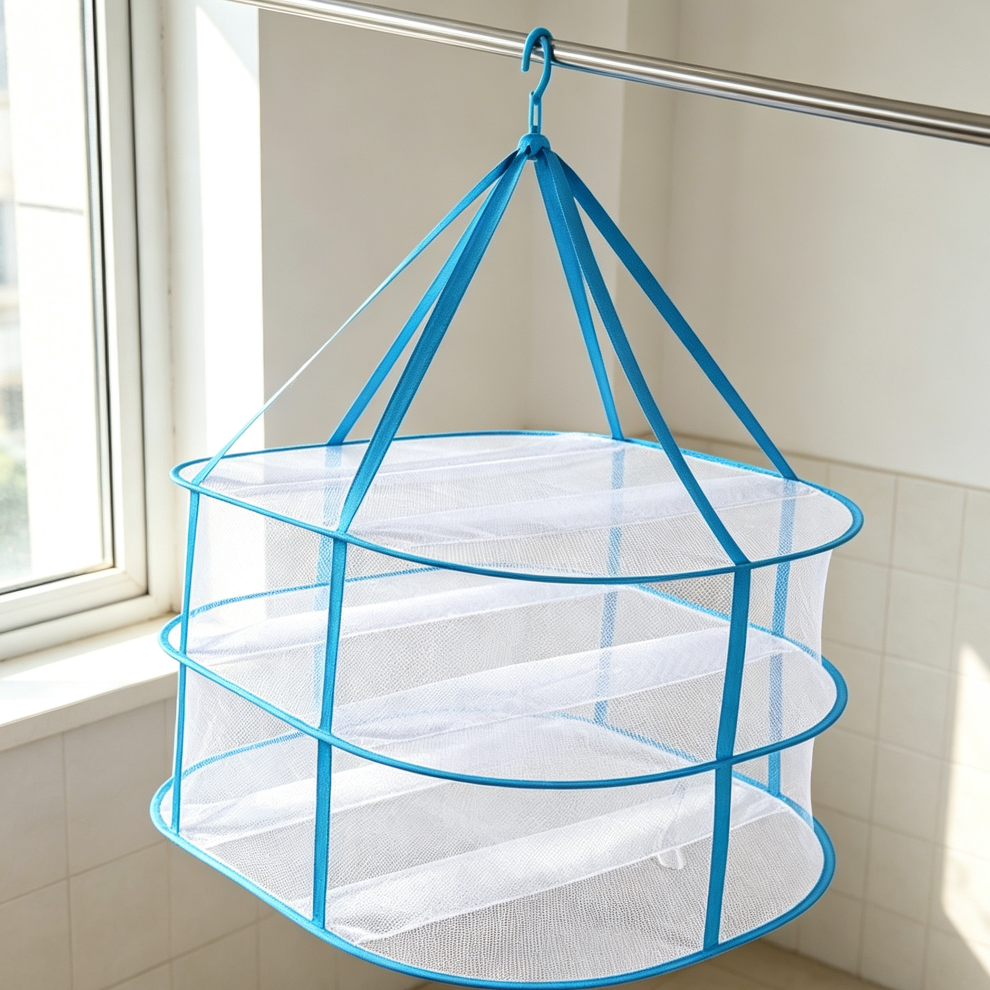 3-Tier Folding Hanging Mesh Dryer with Fixing Band