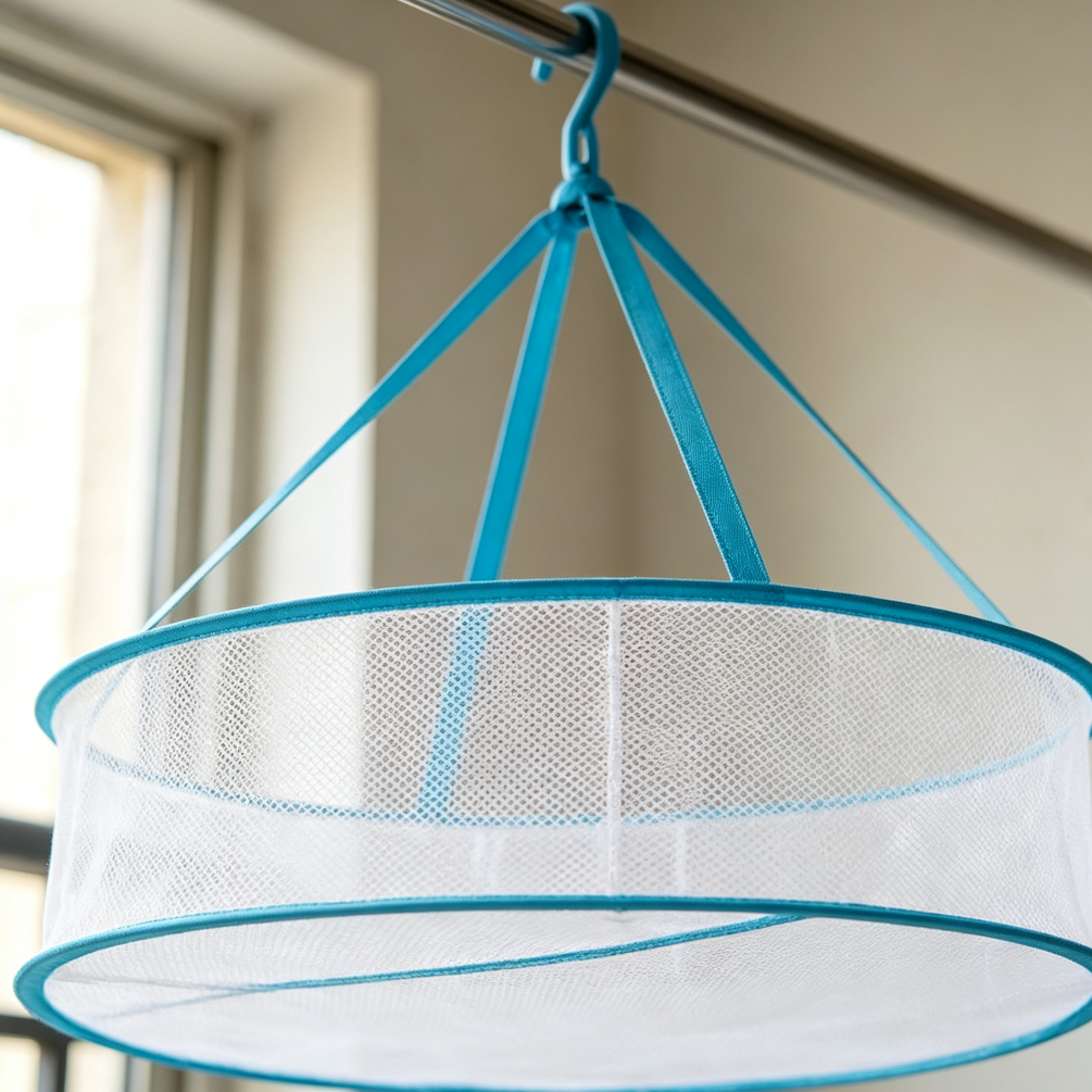 Single-Layer Foldable Hanging Mesh Dryer Blue - Image 2