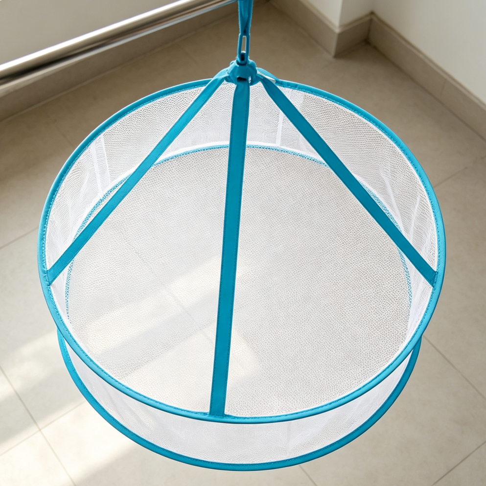 Single-Layer Foldable Hanging Mesh Dryer Blue