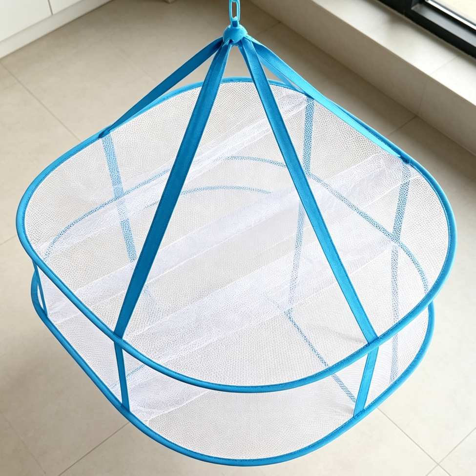 2-Tier Folding Hanging Mesh Sweater Dryer Portable - Image 2